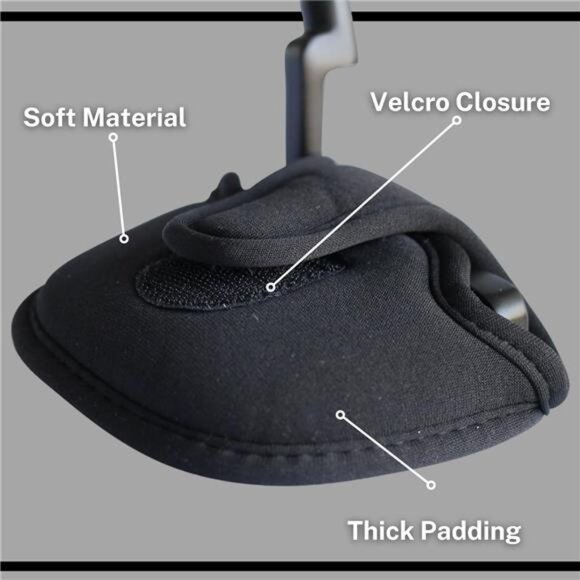Black Golf Putter Headcover Standard Size Neoprene Club Head Cover Perfect - Picture 4 of 8